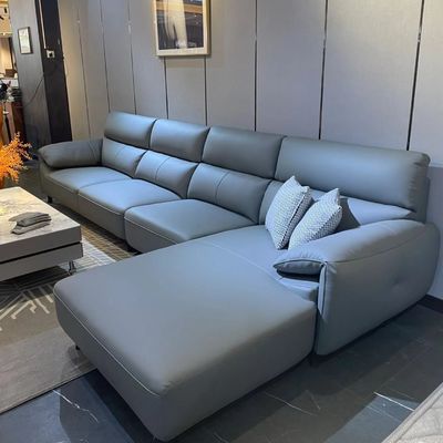 kupować Bend Sponge Niestandardowa rozkładana sofa Niebieska skóra 3,25 m Do domu hotelowego online manufacture