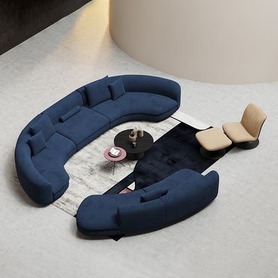 kupować Niebieska zakrzywiona sofa segmentowa Tkanina w kształcie litery U Lobby Recepcja Zestaw mebli online manufacture