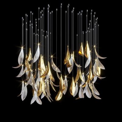 kupować Oświetlenie specjalne w kształcie liścia metalowego Lobby hotelu Główny żyrandol Schodowe światła online manufacture