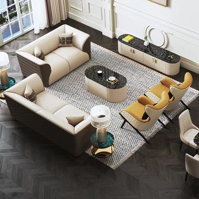 Luksusowa nowoczesna skórzana sofa zestaw kanapa Sofa do salonu Hotel Villa