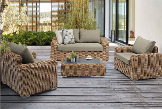 Nowoczesny luksusowy zestaw mebli ogrodowych Hotel Garden wiklinowy rattanowy zestaw sof