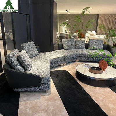 Luksusowy hotel Lobby Recepcja Zestaw sof modułowych Wysokiej klasy willa Tkanina Szara lniana sofa