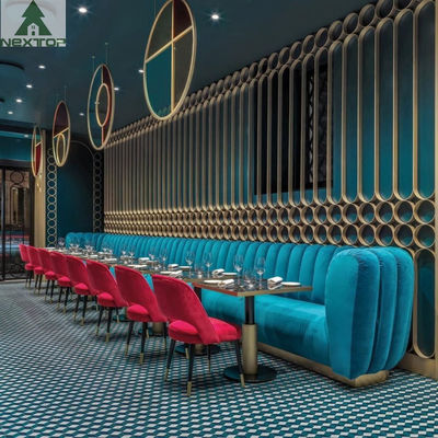 Retro One Stop Solution Bar Restauracja Stoisko Siedziska Długa kanapa Poręcze Ekran Szafka ścienna