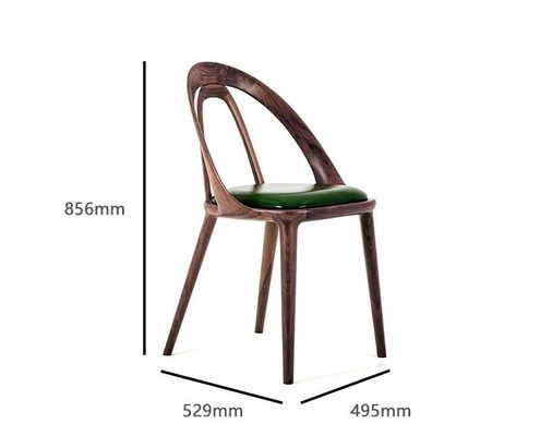 Krzesło jadalne w stylu nordic walnut Light Luxury Genuine Leather Solid Black