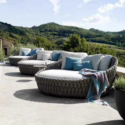 Luxury Hotel Outdoor Rattan Round Bed Alfresco Leżak Sofa